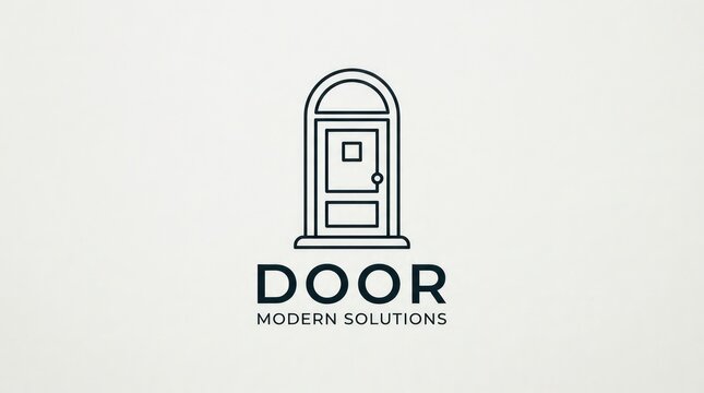 Modern linear logo design featuring house door concept for property and architecture firm.