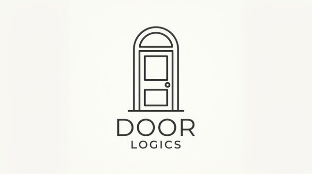 Minimalist icon logo depicting house door for architectural logic and design businesses.