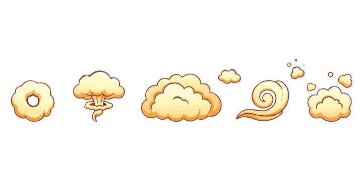 Cartoon smoke clouds and dust puff elements for animation and game design