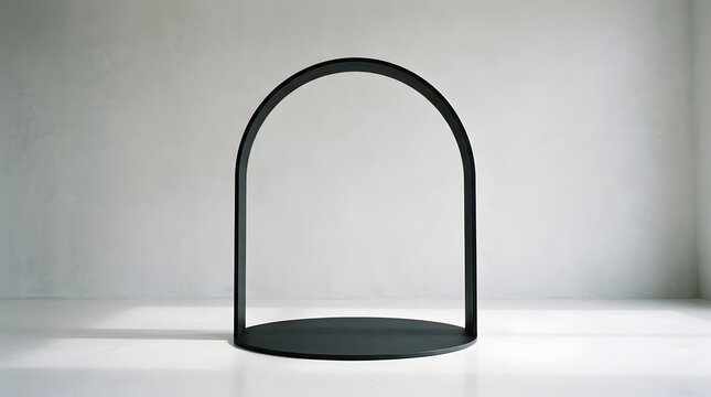 Modern minimalist black metal arched table lamp or decorative stand