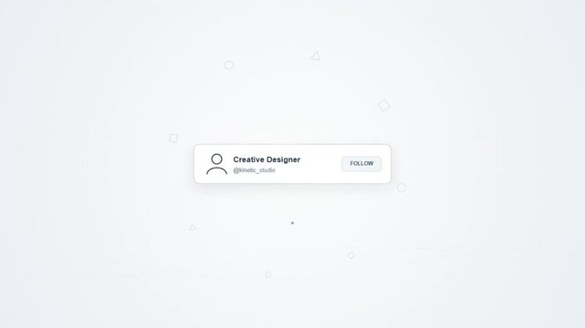 Minimalist notification user profile card with follow button on light background