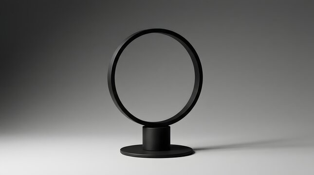 Minimalist black circular display stand with pedestal base modern product presentation