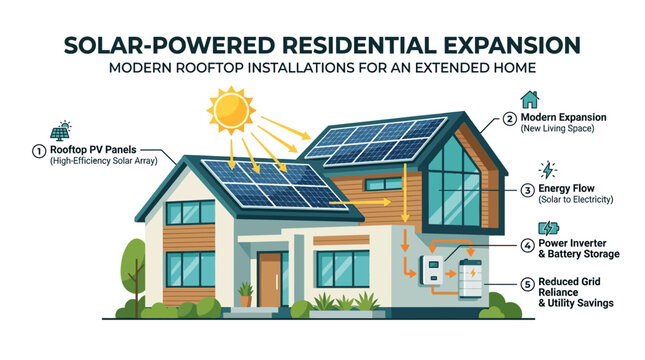 Solar-Powered Residential Expansion: Modern Rooftop PV Panels for Extended Home