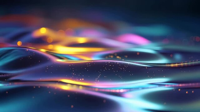Abstract ocean of liquid glass beneath aurora reflections, surreal realism, premium details, focused cinematic atmosphere
