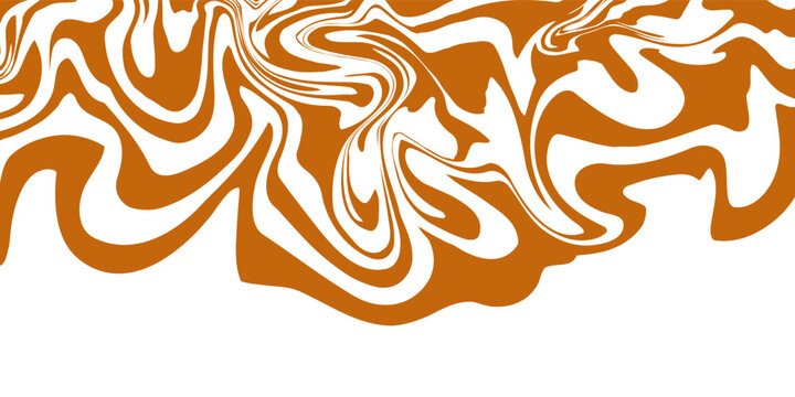 Swirl Caramel Pattern. Vector Background with Abstract Peanut Butter Texture. Chocolate Milk Sauce Border. Wave Melt Toffee Pattern. Drip Liquid Salted Caramel Bg.