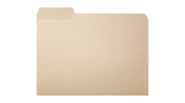 A single light tan manila file folder with a tab on the right side, shown isolated on a white background, used for organizing documents, paperwork, and office records in a business setting