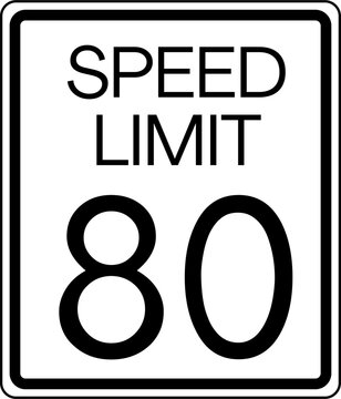 Speed limit 80 mph sign vector