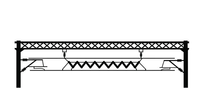 Overhead catenary system silhouette on a white background