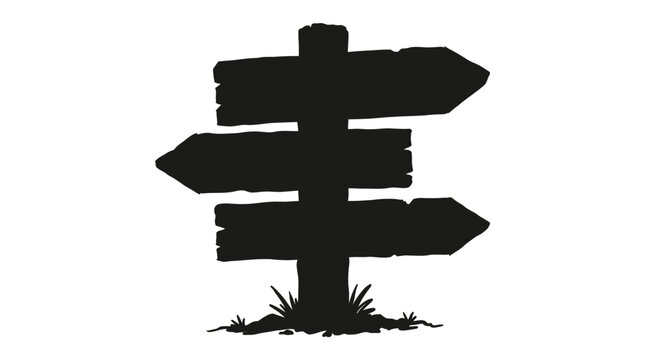 Directional signpost with multiple arrows black silhouette
