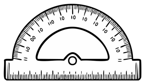 Protractor Illustration for Measuring Angles Geometrical Instrument Design Tools Study and Geometry Education Equipment