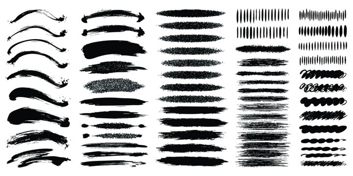 Set of black barbed wire border lines and graphic elements for design