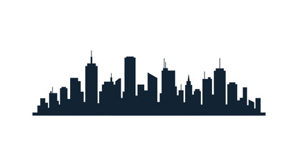 Obraz premium Dark blue city skyline silhouette on white background