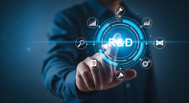 Holographic research and development concept with futuristic r d interface