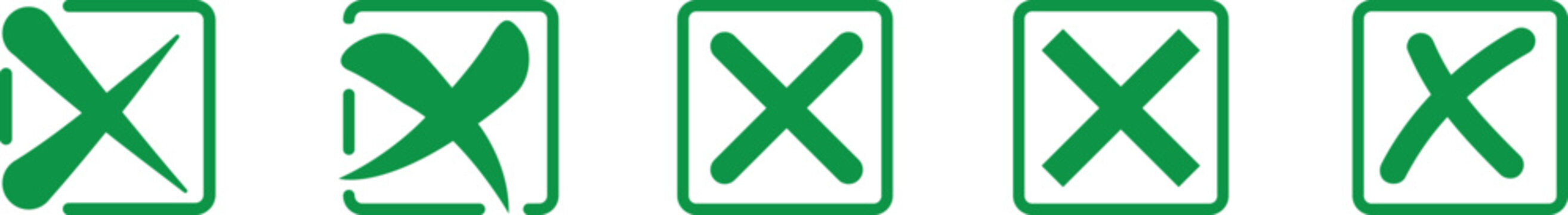 Green cross icon in square box with variations