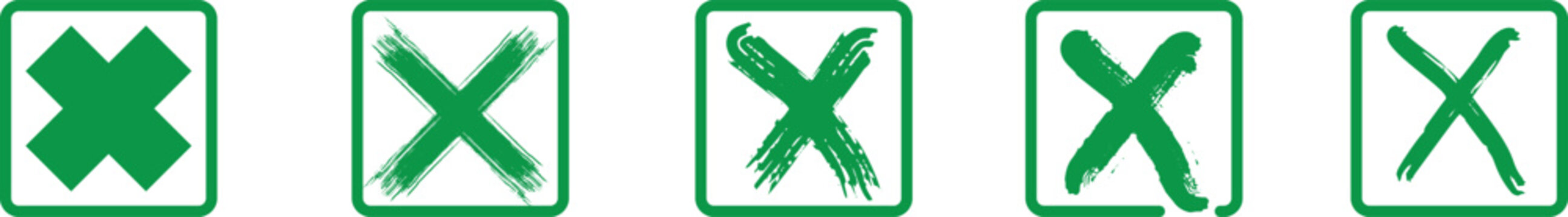 Green crossed out icon with brush stroke effects