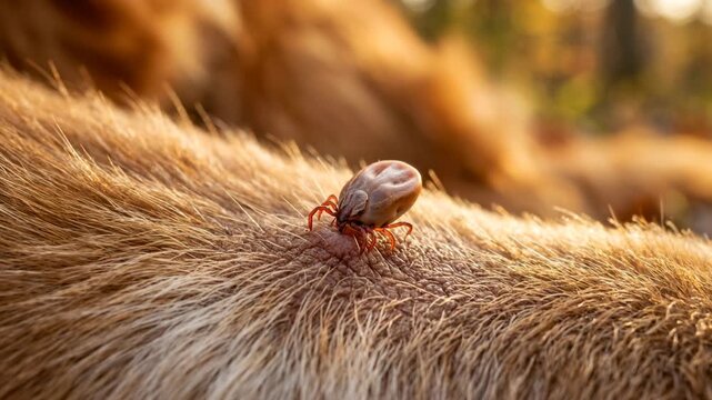 dog tick on forest leaf in appalachian mountains usa golden sunlight close up video