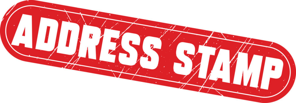 ADDRESS STAMP: A rounded red tool designed for efficiently marking envelopes and documents with your official contact data.