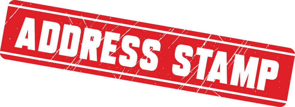 ADDRESS STAMP: This red office supply provides a professional way to mark documents with your contact details.