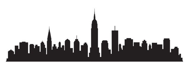 Obraz premium New York City Skyline Silhouette On White Background