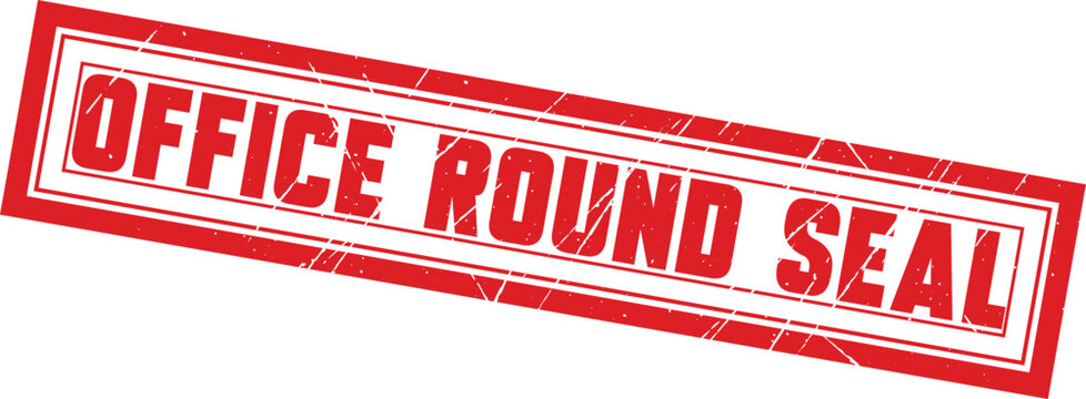 OFFICE ROUND SEAL: A clean rectangular red rubber stamp design isolated on a white background for office projects.