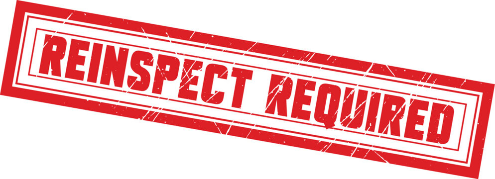 REINSPECT REQUIRED: A bold rectangular red stamp graphic perfect for marking documents that need a follow up assessment.