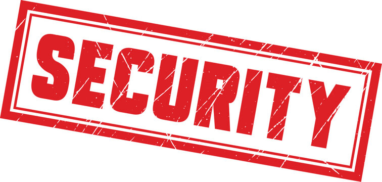 SECURITY: An authentic red rectangular ink stamp displaying the text SECURITY on a clean white background.