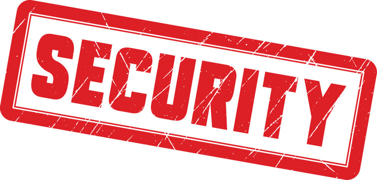 SECURITY: This sharp red rectangular ink stamp clearly displays the word SECURITY for administrative documentation needs.