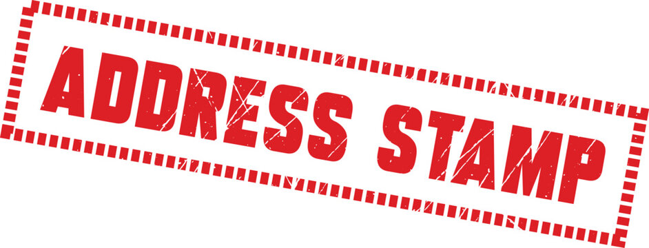 ADDRESS STAMP: A red dotted rectangular rubber stamp ideal for marking envelopes and important business documents daily
