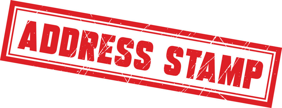 ADDRESS STAMP: A red rectangular rubber stamp frame isolated on white background for clear mailing identification needs
