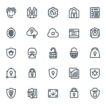 Set of cyber security and data protection icons