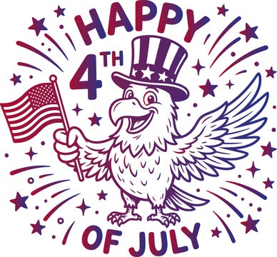 Patriotic Eagle, 4th of July, American Flag, Independence Day Vector Icon
