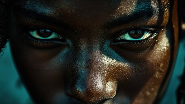 Intense Gaze: A Close-Up Portrait of a Black Woman
