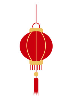 Red Chinese lantern isolated on a white background.