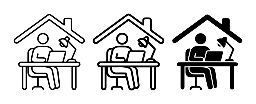 Work From Home Icons, Remote Office Setup, Freelancer Workspace, Home Business Icons