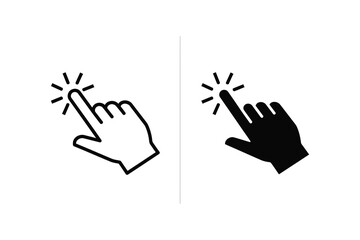 Fototapeta premium Cursor hand clicking vector illustration, flat and silhouette