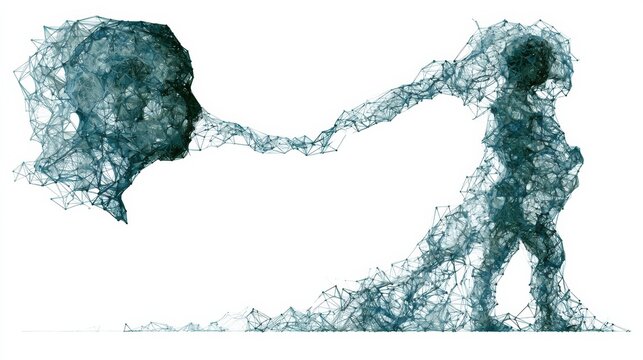 Mind-body Connection Illustration Showing Flowing Forms That Connect and Symbolize a Unified System Without Using Any Text or Labels