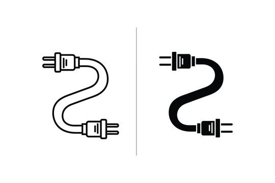 Power cord vector illustration, flat and line art styles