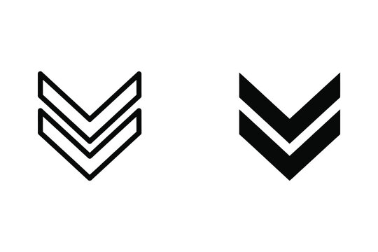 Double chevron down vector illustration, line and solid styles