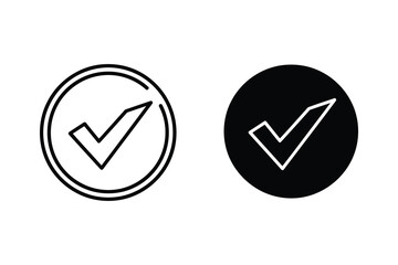 Check mark icon set in outline and solid circle styles for user interface design © Zexo