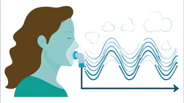 Visualization of breath wave showing a slow exhale activating the parasympathetic system. Exhale length exceeds inhale length.