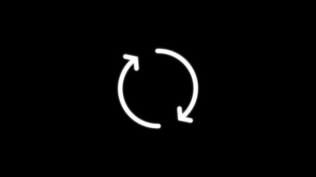 Two Round Arrows in Circle Animation. Round reload sign, repeat icon, refresh icon, rotate arrow icon sign.