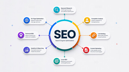 Obraz premium Search engine optimization concept infographic diagram.