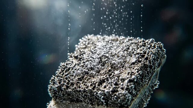 Artificial photosynthesis catalyst releasing oxygen bubbles in water
