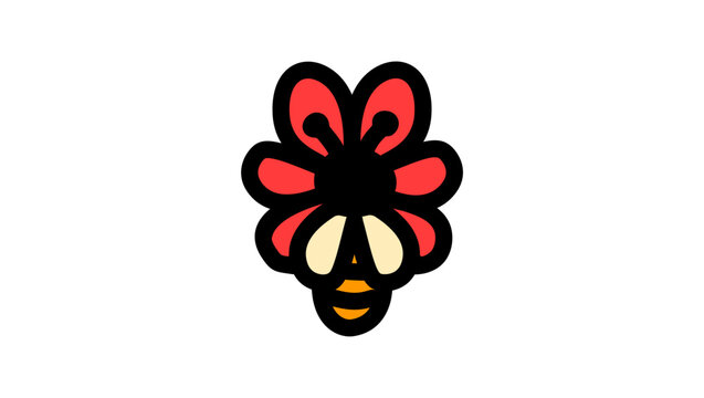 Bee on a flower, color vector illustration