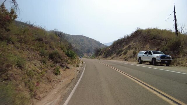 Kings Canyon Scenic Byway East Section 32 Eastbound MultiCam Rear View Yucca Pt Driving Plate California USA