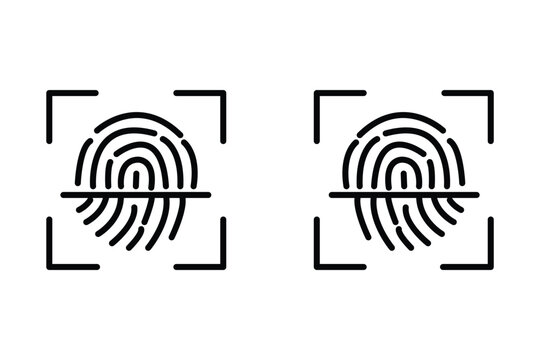 Fingerprint scanner icon set, biometric security identification, digital thumbprint scan, vector illustration vector illustration