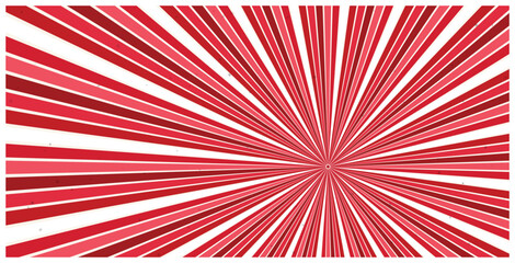 Fototapeta premium Stripes radial design in red and pink tones with white background.