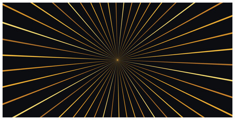 Obraz premium Golden radial lines creating a stunning starburst on dark background.