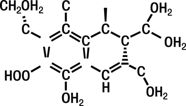 Chemical molecular structure vector formula with organic compound notation illustration for scientific education laboratory research and chemistry textbook designs