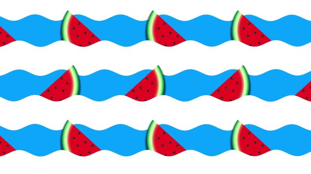 watermelon slices and waves summer geometric animated background video footage motion graphics
